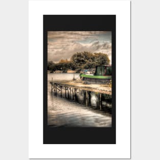 Narrow Boat and Jetty HDR Posters and Art